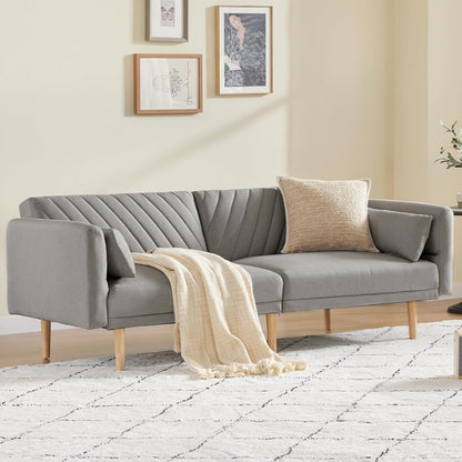 Divano letto trasformabile in futon con cuscini