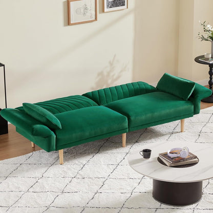 Divano letto trasformabile in futon con cuscini