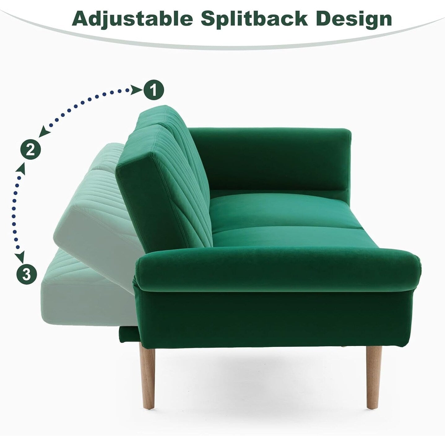 Divano letto trasformabile in futon con cuscini