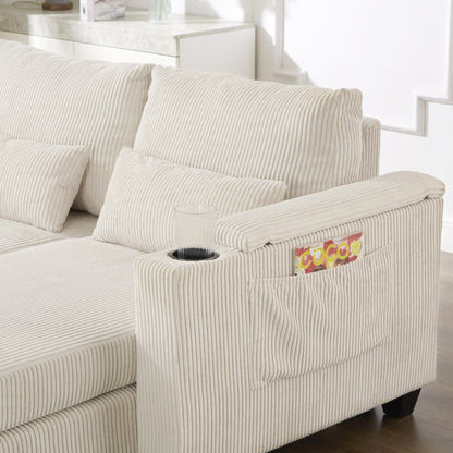 Divano a due posti, divano letto in velluto a coste con porte USB