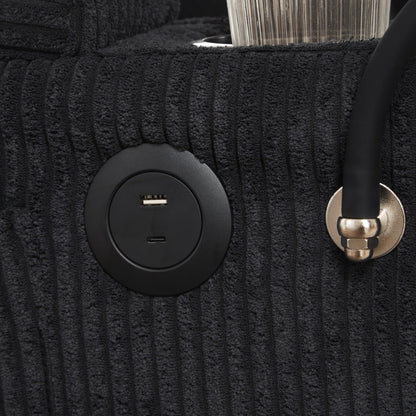 Divano a due posti, divano letto in velluto a coste con porte USB