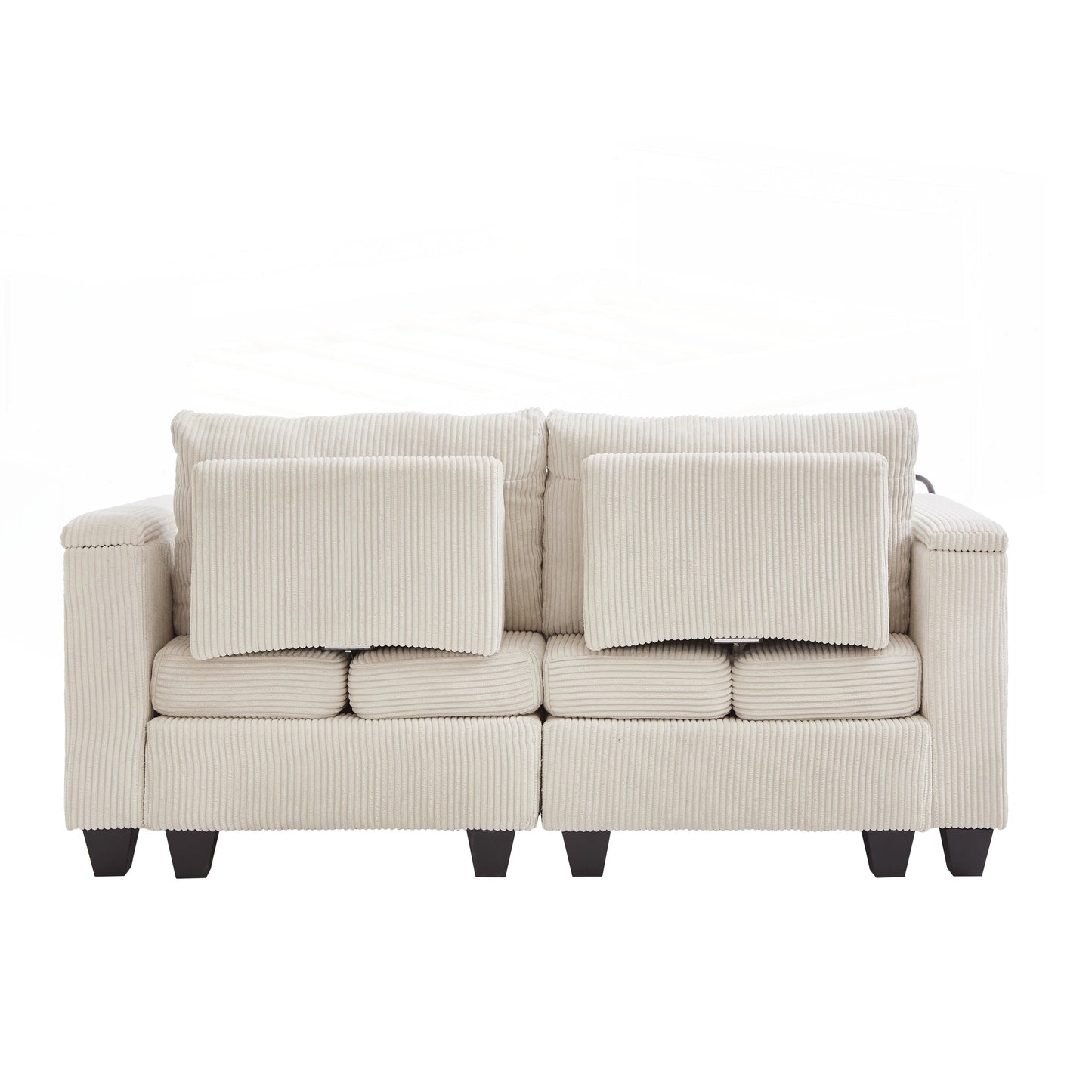 Divano a due posti, divano letto in velluto a coste con porte USB