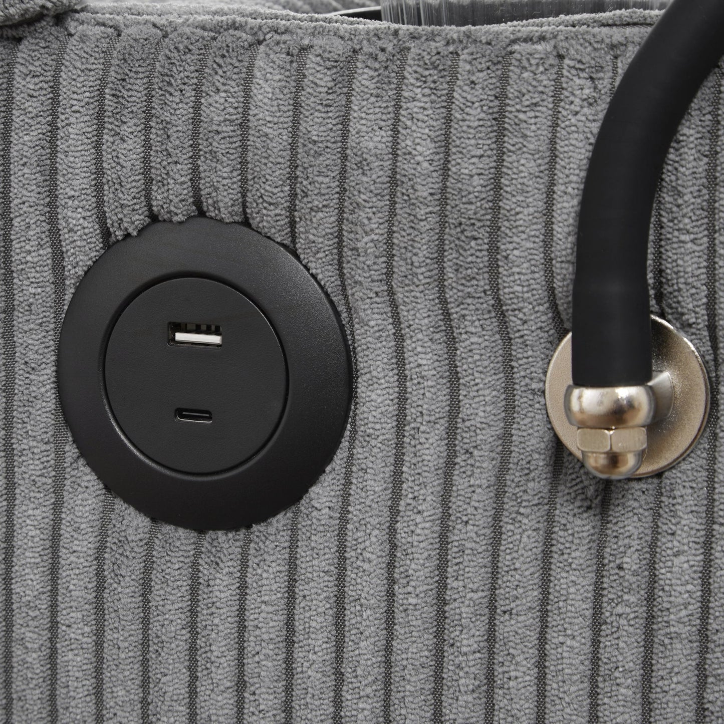 Divano a due posti, divano letto in velluto a coste con porte USB