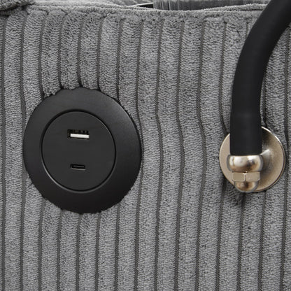 Divano a due posti, divano letto in velluto a coste con porte USB