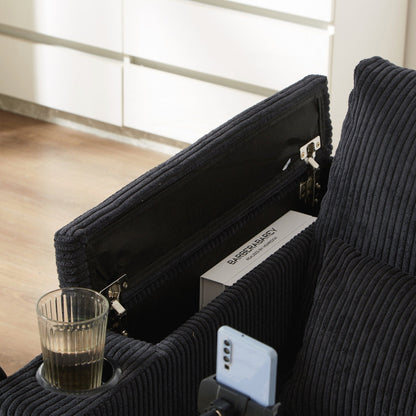 Divano a due posti, divano letto in velluto a coste con porte USB