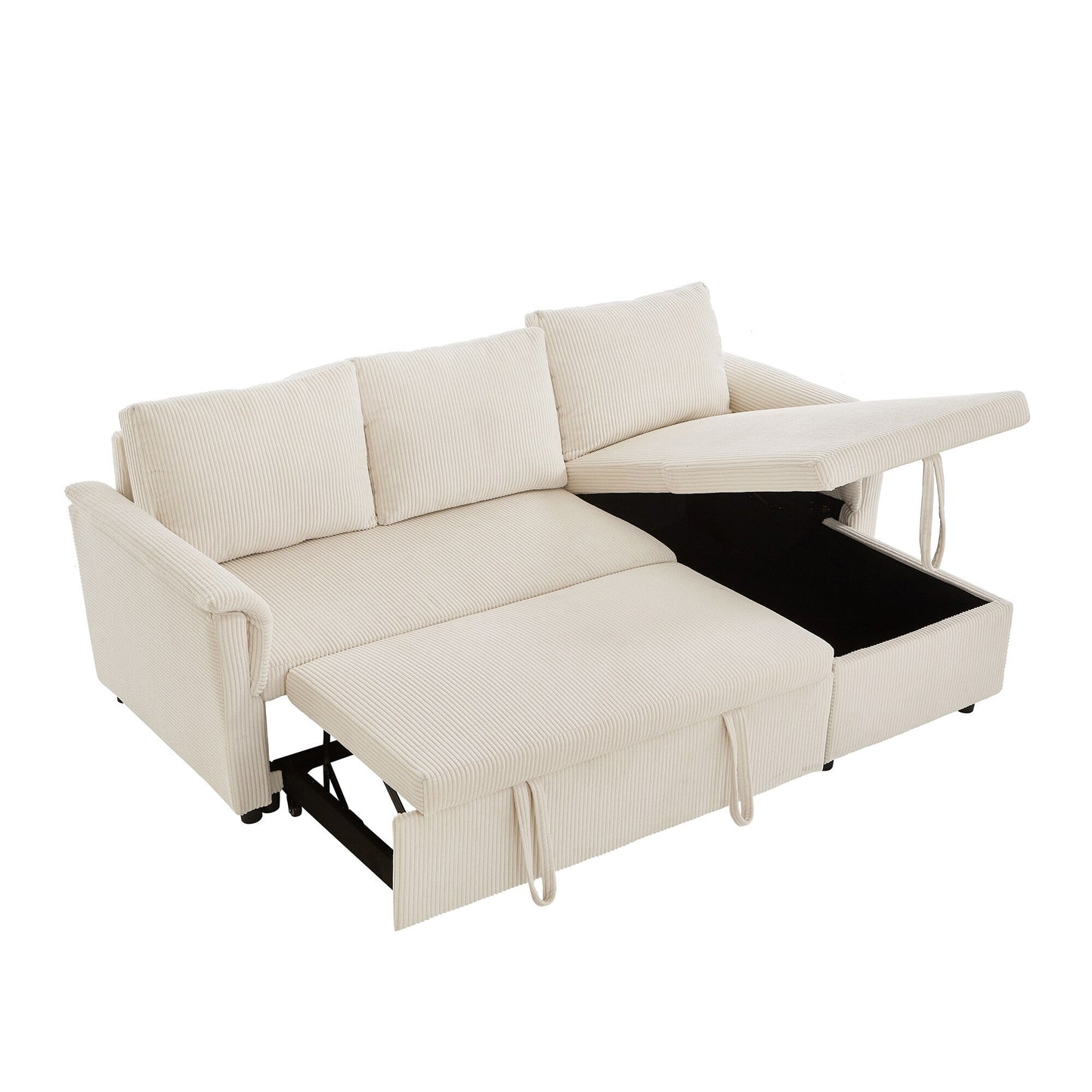 Divano a due posti con chaise longue, divano modulare convertibile a L con chaise longue contenitore