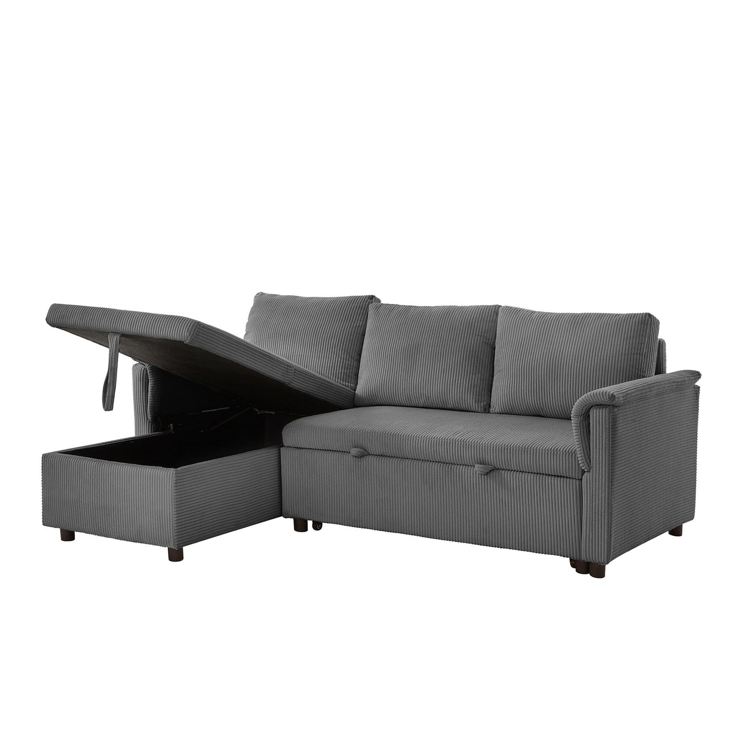 Divano a due posti con chaise longue, divano modulare convertibile a L con chaise longue contenitore