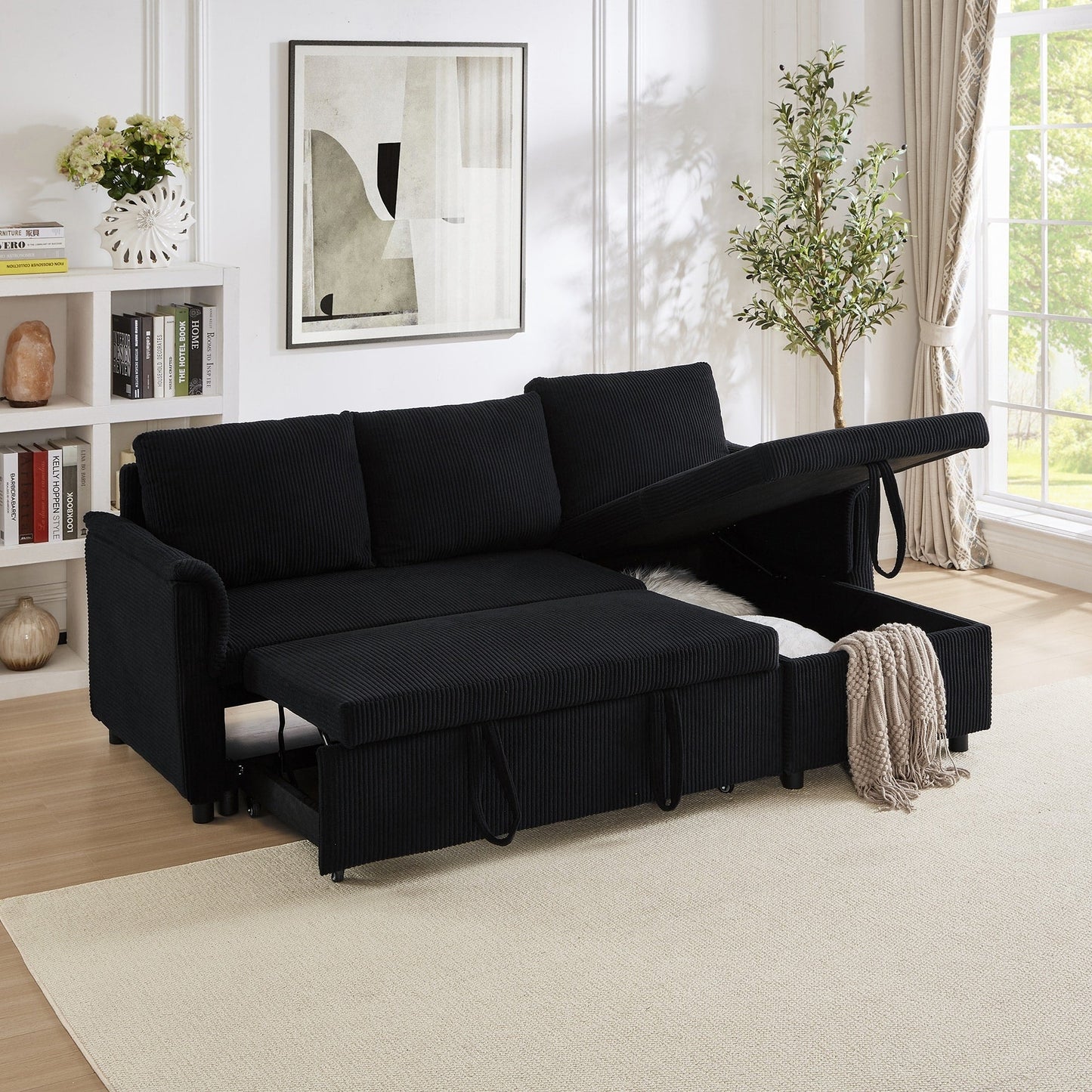 Divano a due posti con chaise longue, divano modulare convertibile a L con chaise longue contenitore