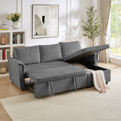 Divano a due posti con chaise longue, divano modulare convertibile a L con chaise longue contenitore