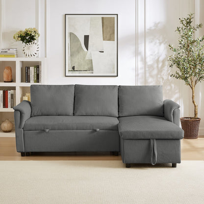 Divano a due posti con chaise longue, divano modulare convertibile a L con chaise longue contenitore