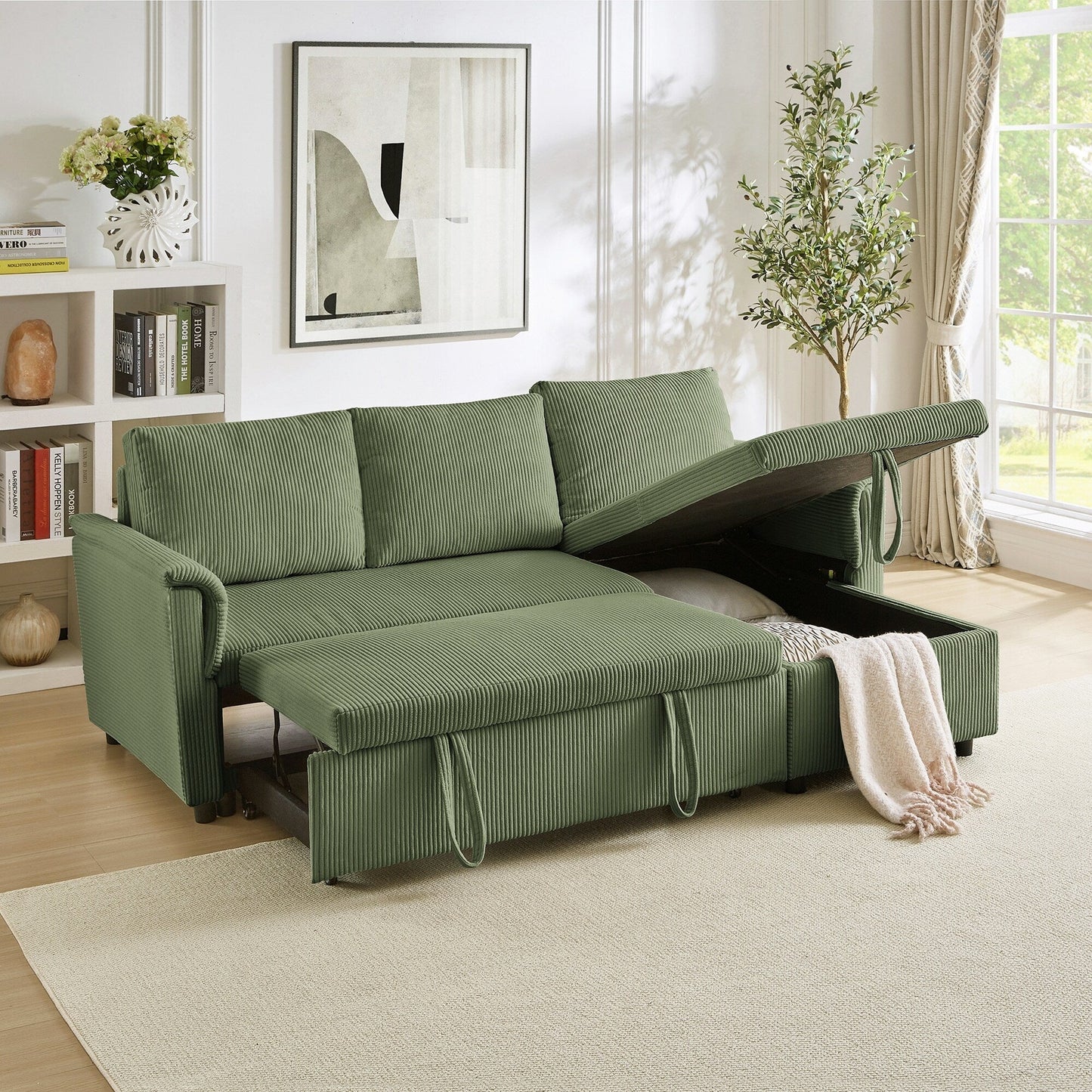 Divano a due posti con chaise longue, divano modulare convertibile a L con chaise longue contenitore