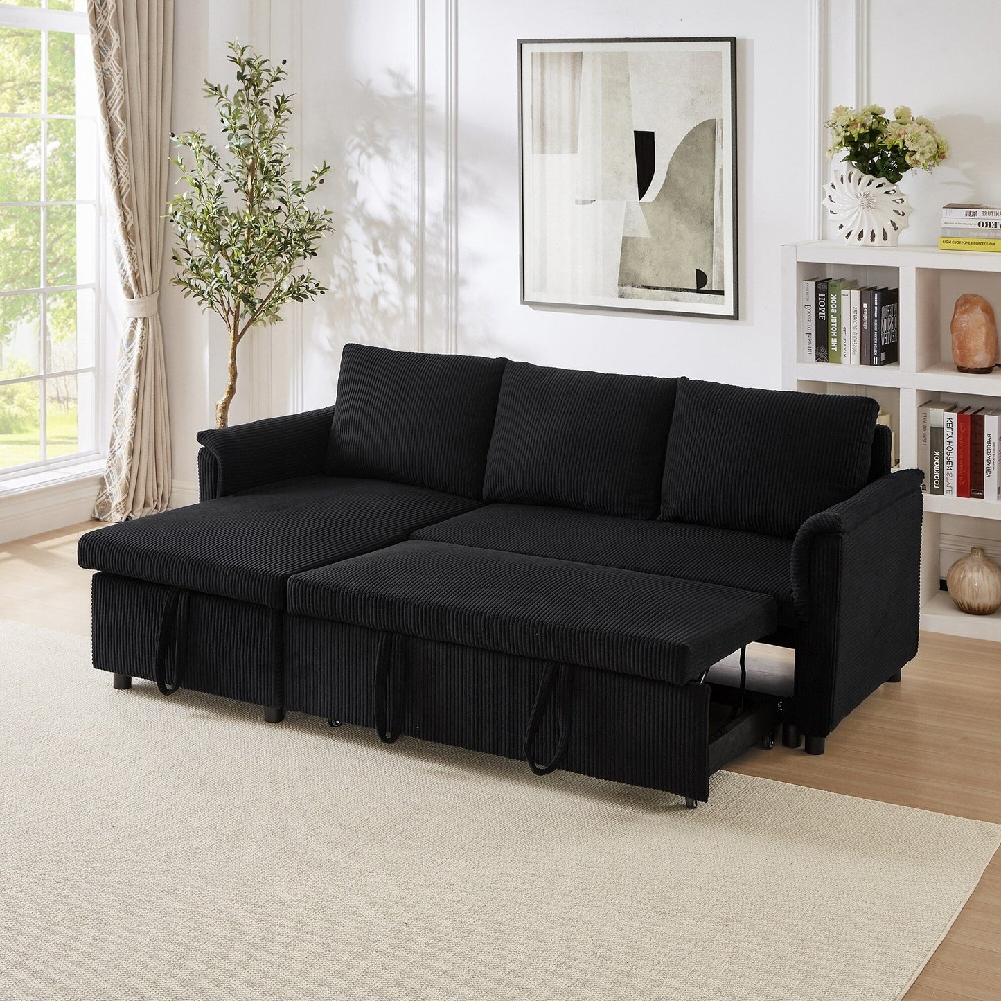 Divano a due posti con chaise longue, divano modulare convertibile a L con chaise longue contenitore