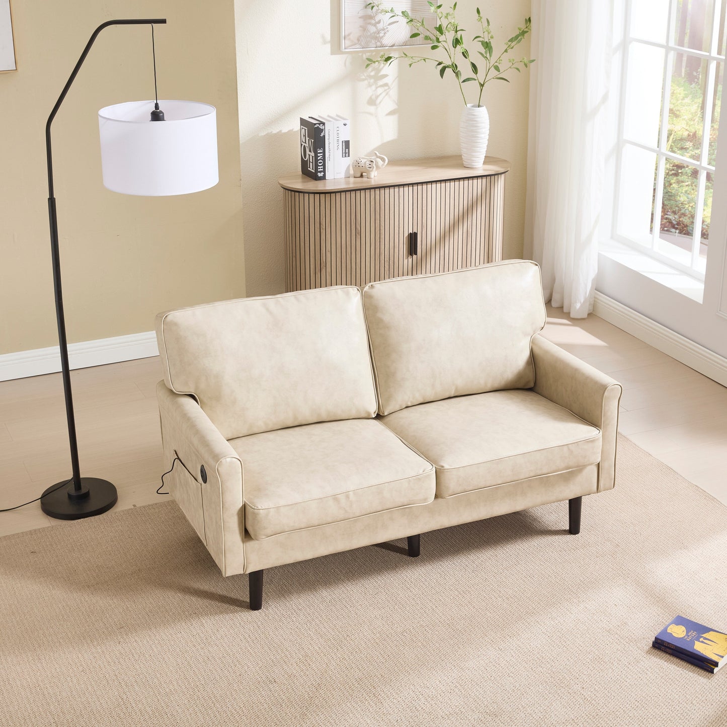 Divano a due posti, divani a 2 posti per soggiorno, divano piccolo con USB e fodera per cuscino rimovibile