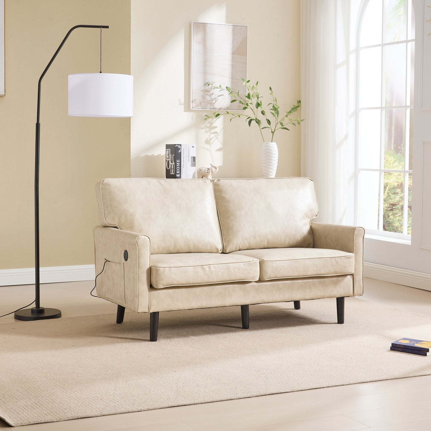 Divano a due posti, divani a 2 posti per soggiorno, divano piccolo con USB e fodera per cuscino rimovibile