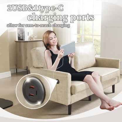 Divano a due posti, divani a 2 posti per soggiorno, divano piccolo con USB e fodera per cuscino rimovibile