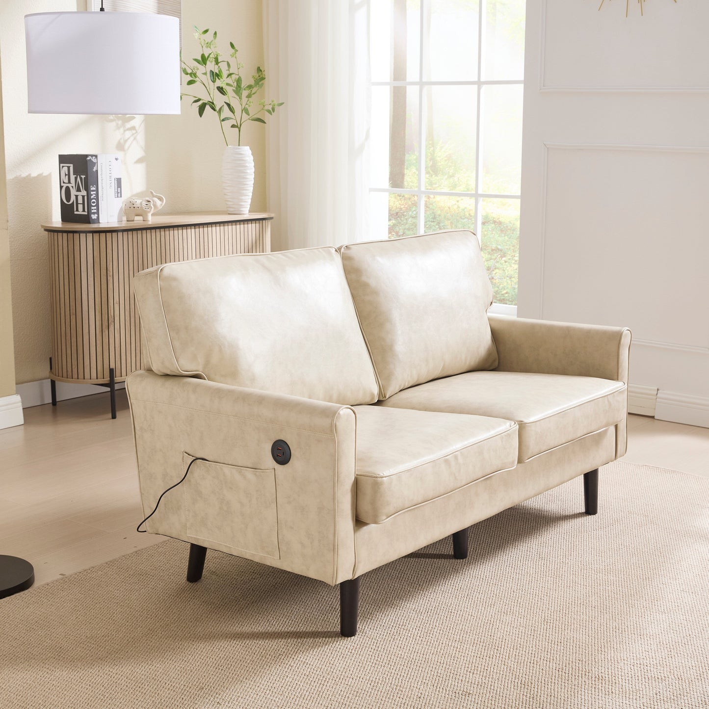 Divano a due posti, divani a 2 posti per soggiorno, divano piccolo con USB e fodera per cuscino rimovibile