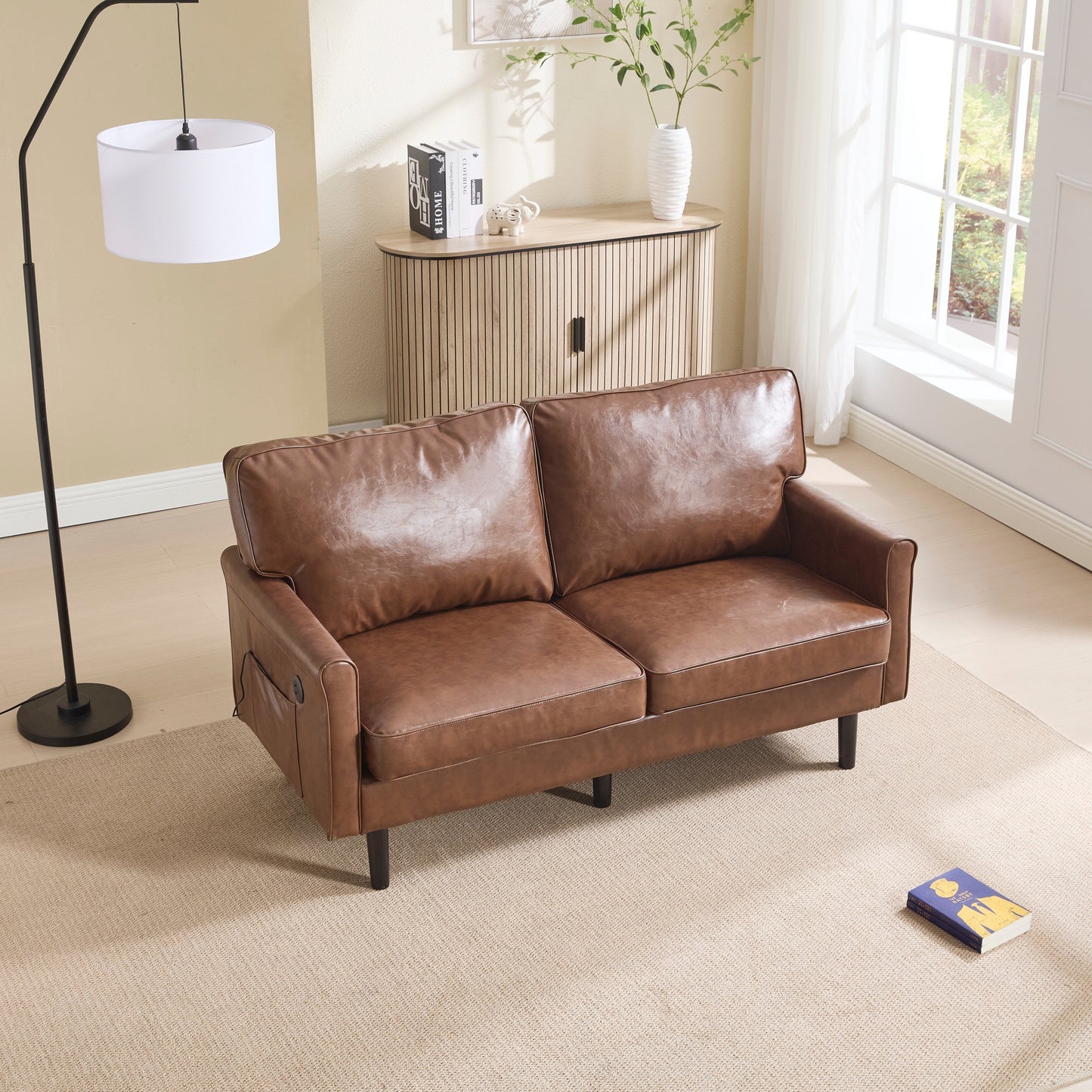 Divano a due posti, divani a 2 posti per soggiorno, divano piccolo con USB e fodera per cuscino rimovibile