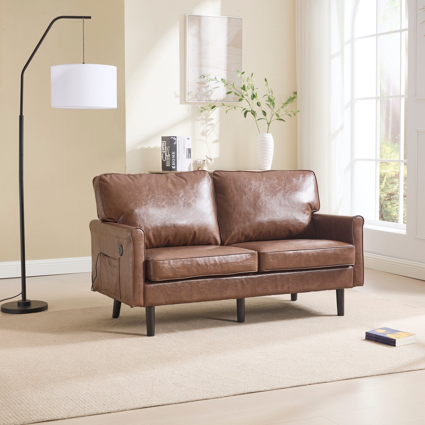 Divano a due posti, divani a 2 posti per soggiorno, divano piccolo con USB e fodera per cuscino rimovibile