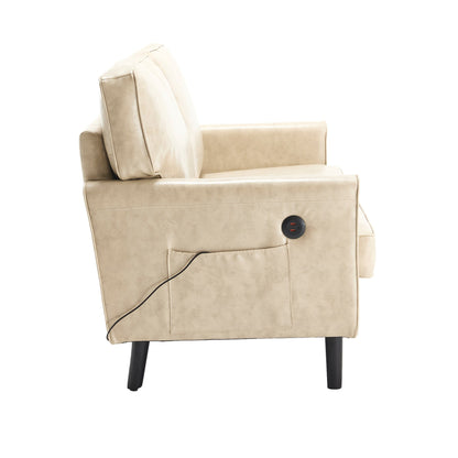 Divano a due posti, divani a 2 posti per soggiorno, divano piccolo con USB e fodera per cuscino rimovibile