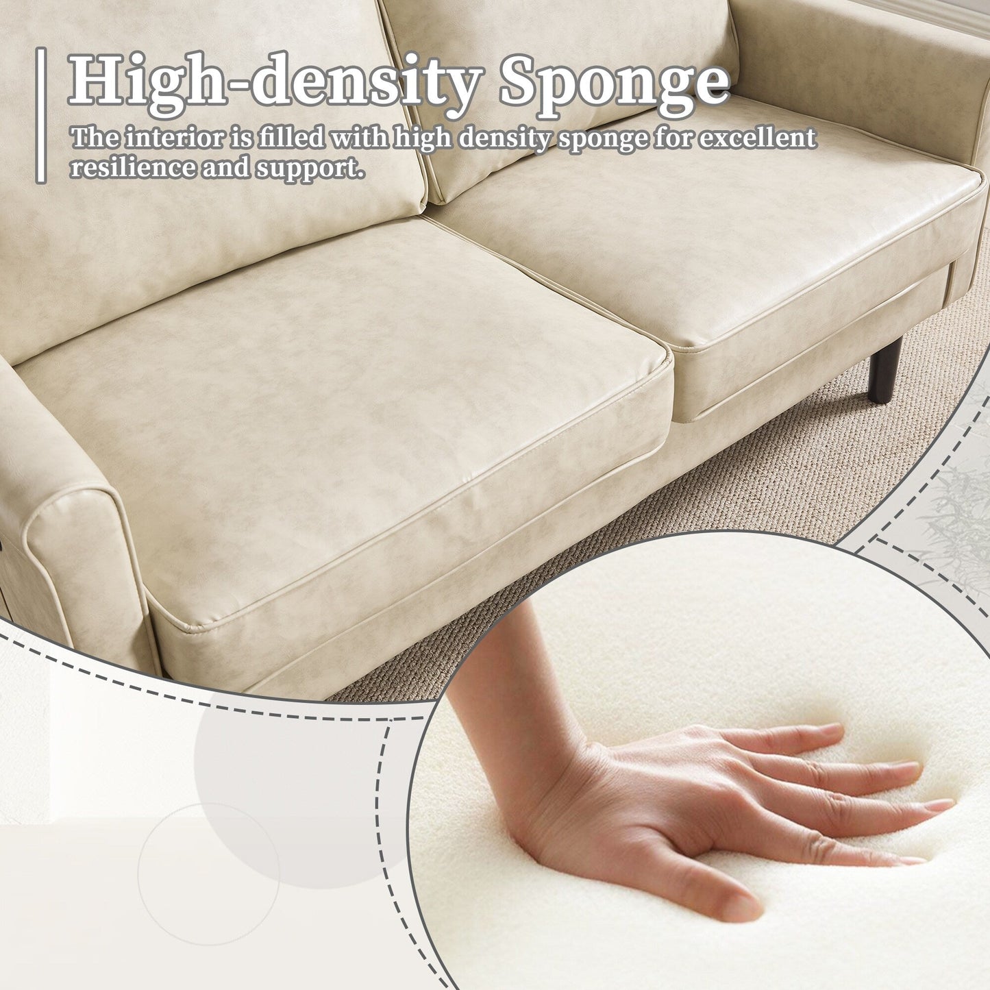 Divano a due posti, divani a 2 posti per soggiorno, divano piccolo con USB e fodera per cuscino rimovibile