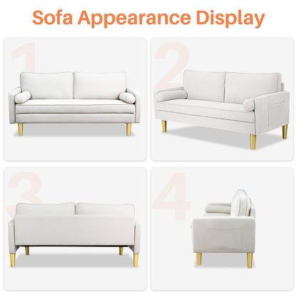 Divano a due posti, divano in tessuto, piccolo divano a due posti con tasche laterali per soggiorno, camera da letto, ufficio, appartamento, piccolo spazio