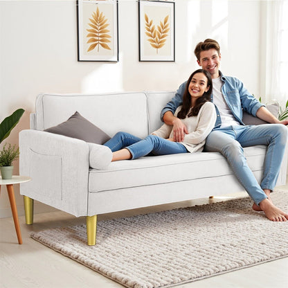 Divano a due posti, divano in tessuto, piccolo divano a due posti con tasche laterali per soggiorno, camera da letto, ufficio, appartamento, piccolo spazio