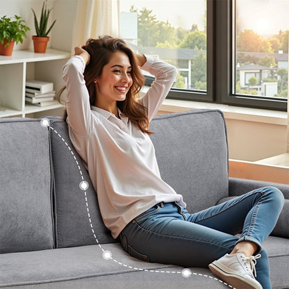 Divano a due posti, divano in tessuto, piccolo divano a due posti con tasche laterali per soggiorno, camera da letto, ufficio, appartamento, piccolo spazio