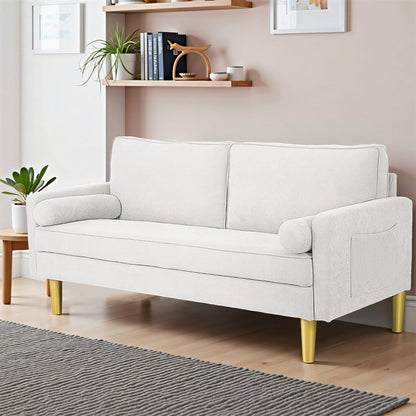Divano a due posti, divano in tessuto, piccolo divano a due posti con tasche laterali per soggiorno, camera da letto, ufficio, appartamento, piccolo spazio