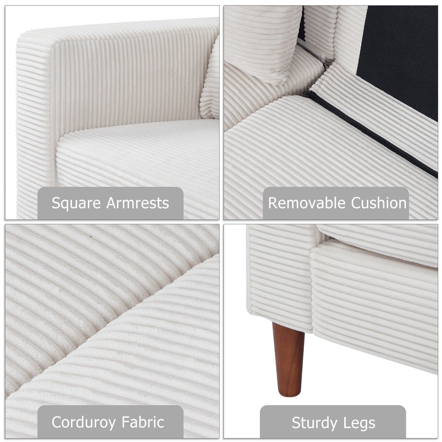 82.7 Divani per soggiorno, comodi divani a due posti, divano a due posti in velluto a coste, facile da montare per piccoli spazi