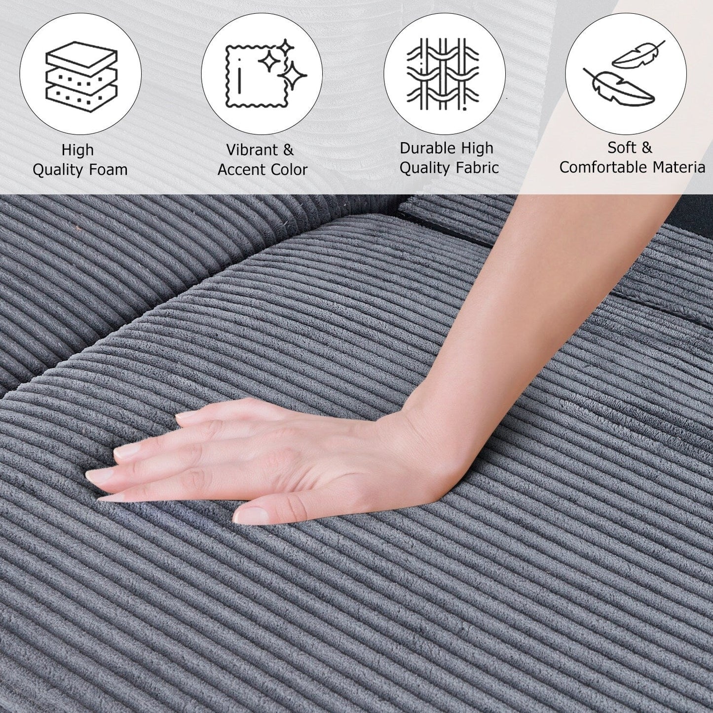 82.7 Divani per soggiorno, comodi divani a due posti, divano a due posti in velluto a coste, facile da montare per piccoli spazi