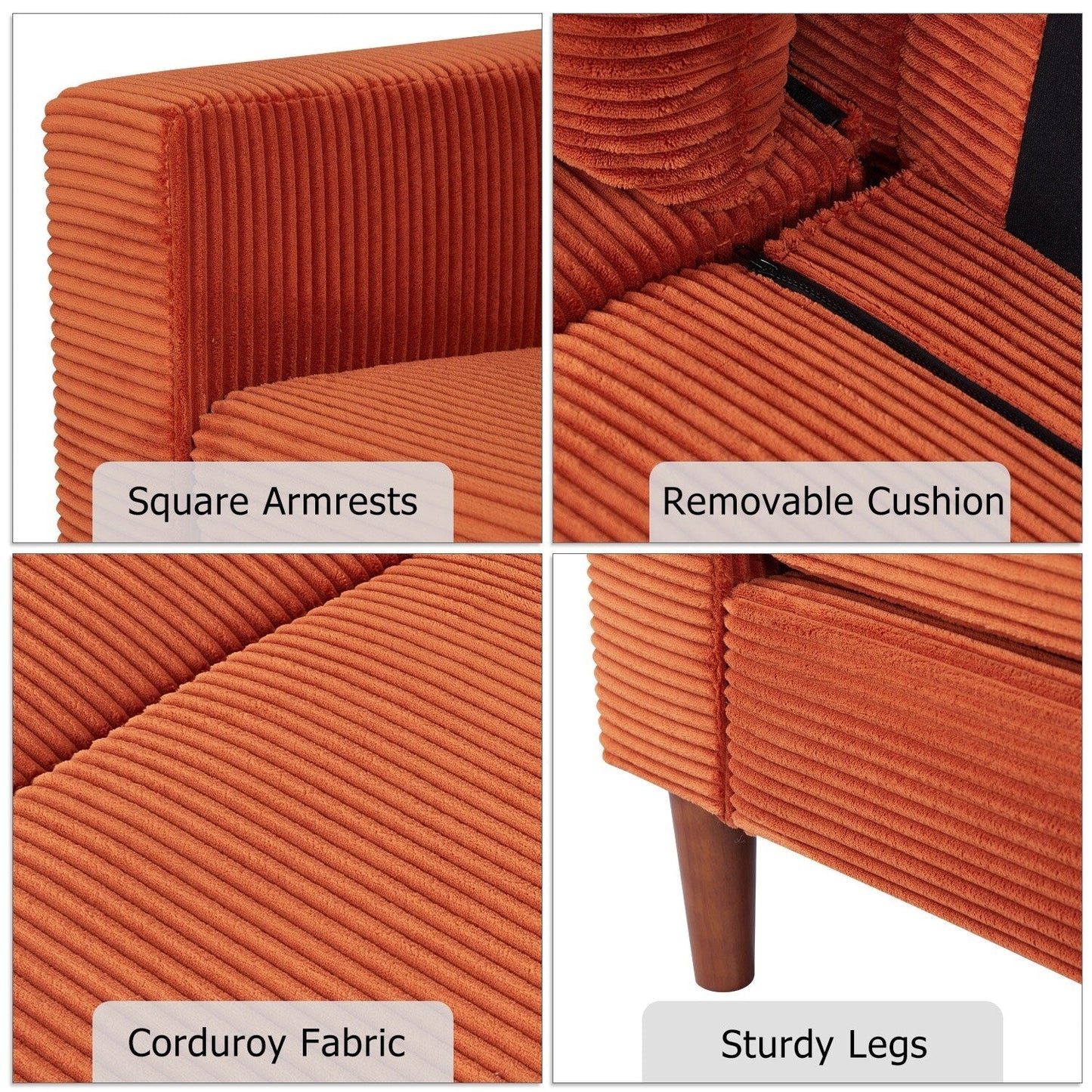 82.7 Divani per soggiorno, comodi divani a due posti, divano a due posti in velluto a coste, facile da montare per piccoli spazi