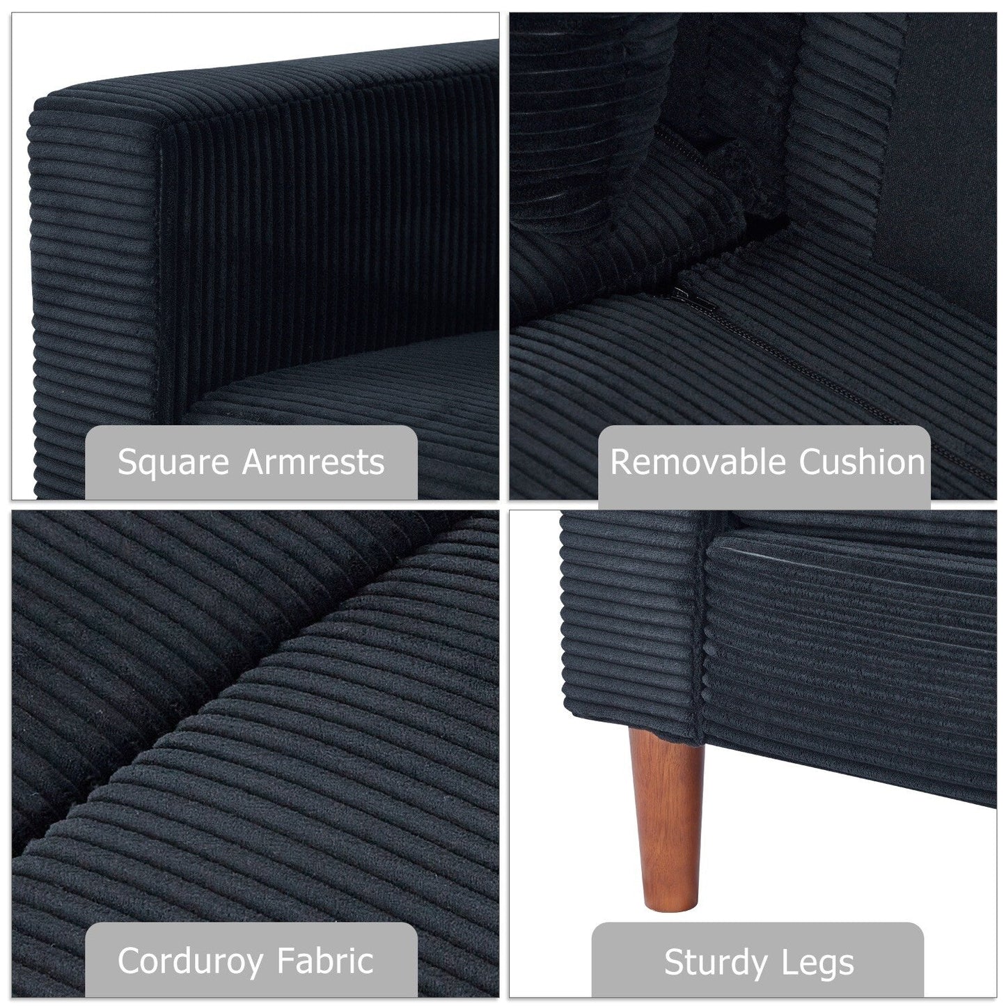 82.7 Divani per soggiorno, comodi divani a due posti, divano a due posti in velluto a coste, facile da montare per piccoli spazi