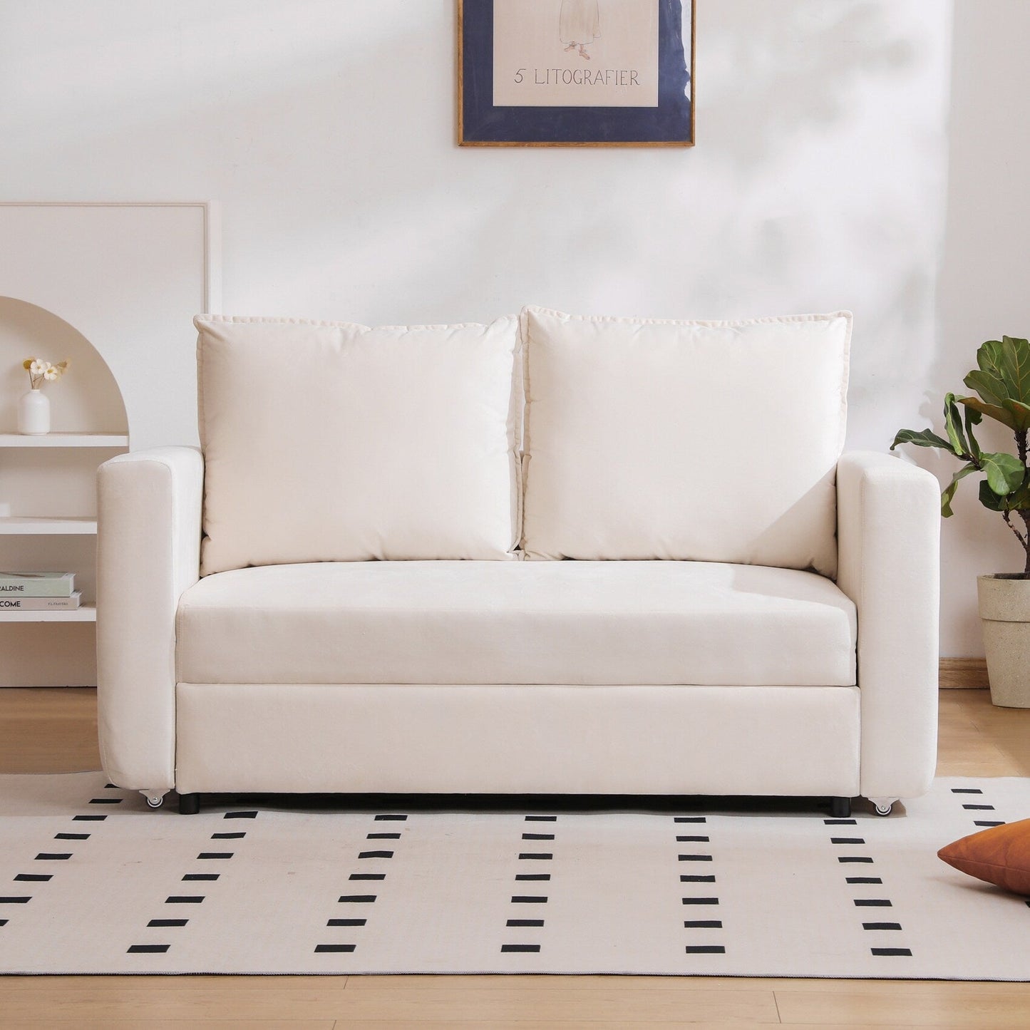 Divano a due posti, divano letto 2 in 1 con letto estraibile, divano futon con braccioli regolabili, divani per soggiorno, camera da letto