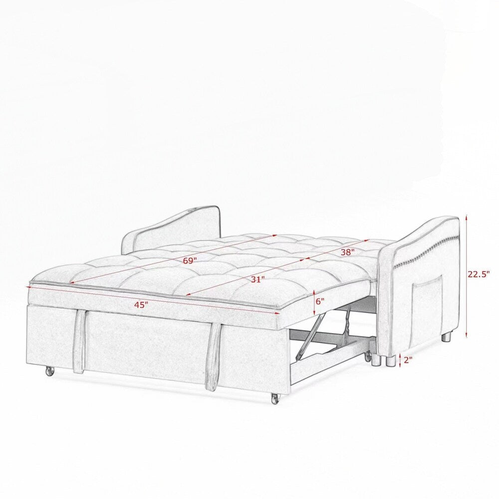 Divano letto a due posti con letto estraibile e schienale regolabile - 2 posti