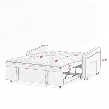 Divano letto a due posti con letto estraibile e schienale regolabile - 2 posti