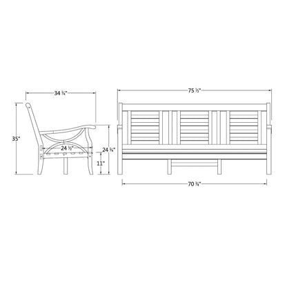 Set da conversazione per esterni Cambridge Casual Lowell in legno di teak da 5 pezzi