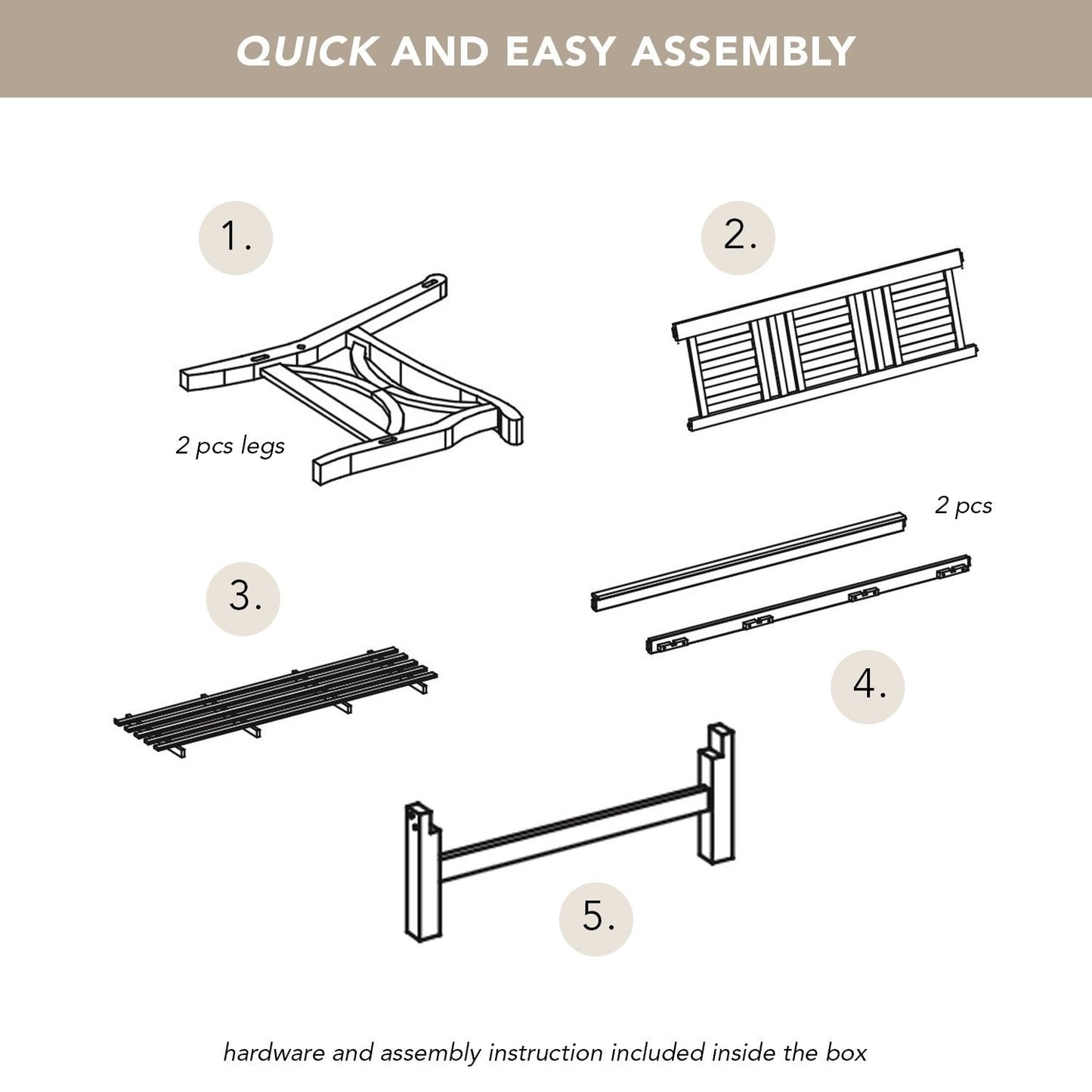 Set da conversazione per esterni Cambridge Casual Lowell in legno di teak da 5 pezzi