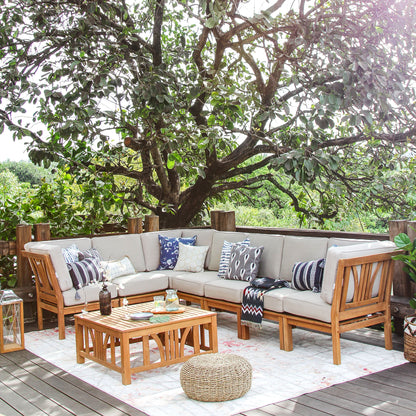 Set da giardino componibile Cambridge Casual Lowell in teak da 8 pezzi con cuscino