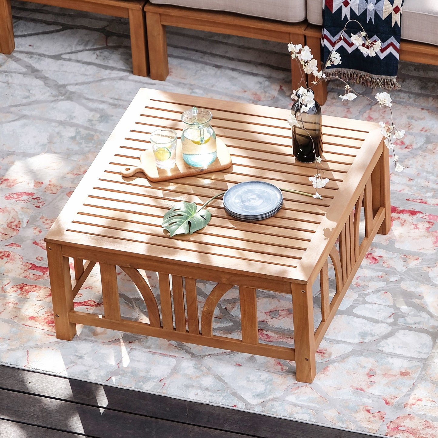 Set da giardino componibile Cambridge Casual Lowell in teak da 8 pezzi con cuscino