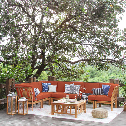 Set da giardino componibile Cambridge Casual Lowell in teak da 8 pezzi con cuscino