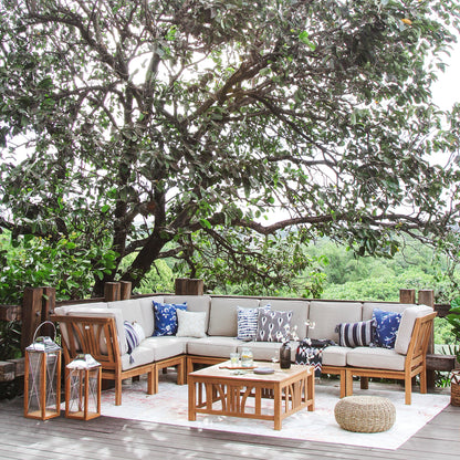 Set da giardino componibile Cambridge Casual Lowell in teak da 8 pezzi con cuscino