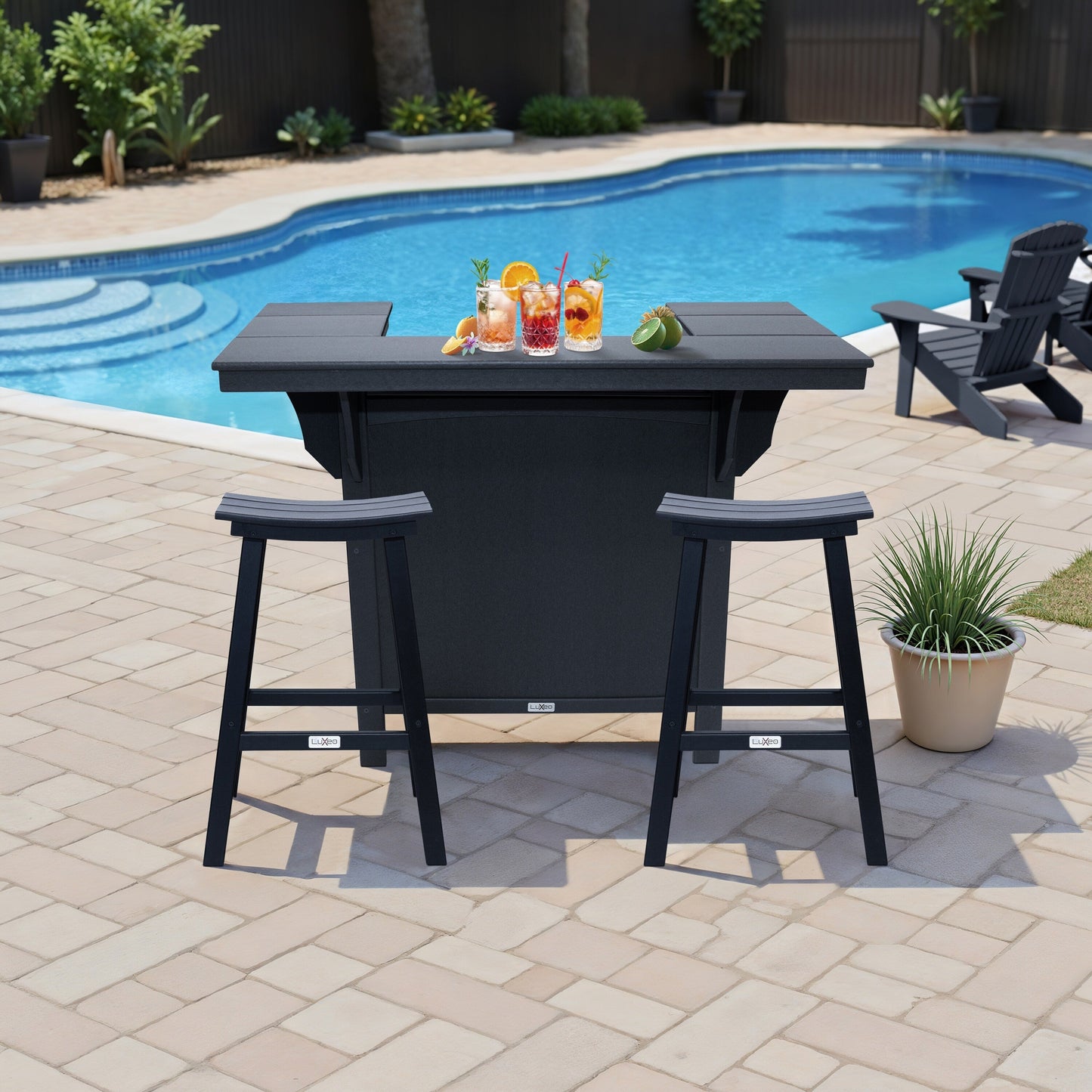 Bancone da bar LuXeo Bailey-Cabo, set da 3 pezzi