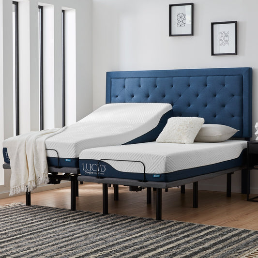 Materasso ibrido in gel e aloe vera da 10 pollici e set letto regolabile Deluxe della collezione Lucid Comfort