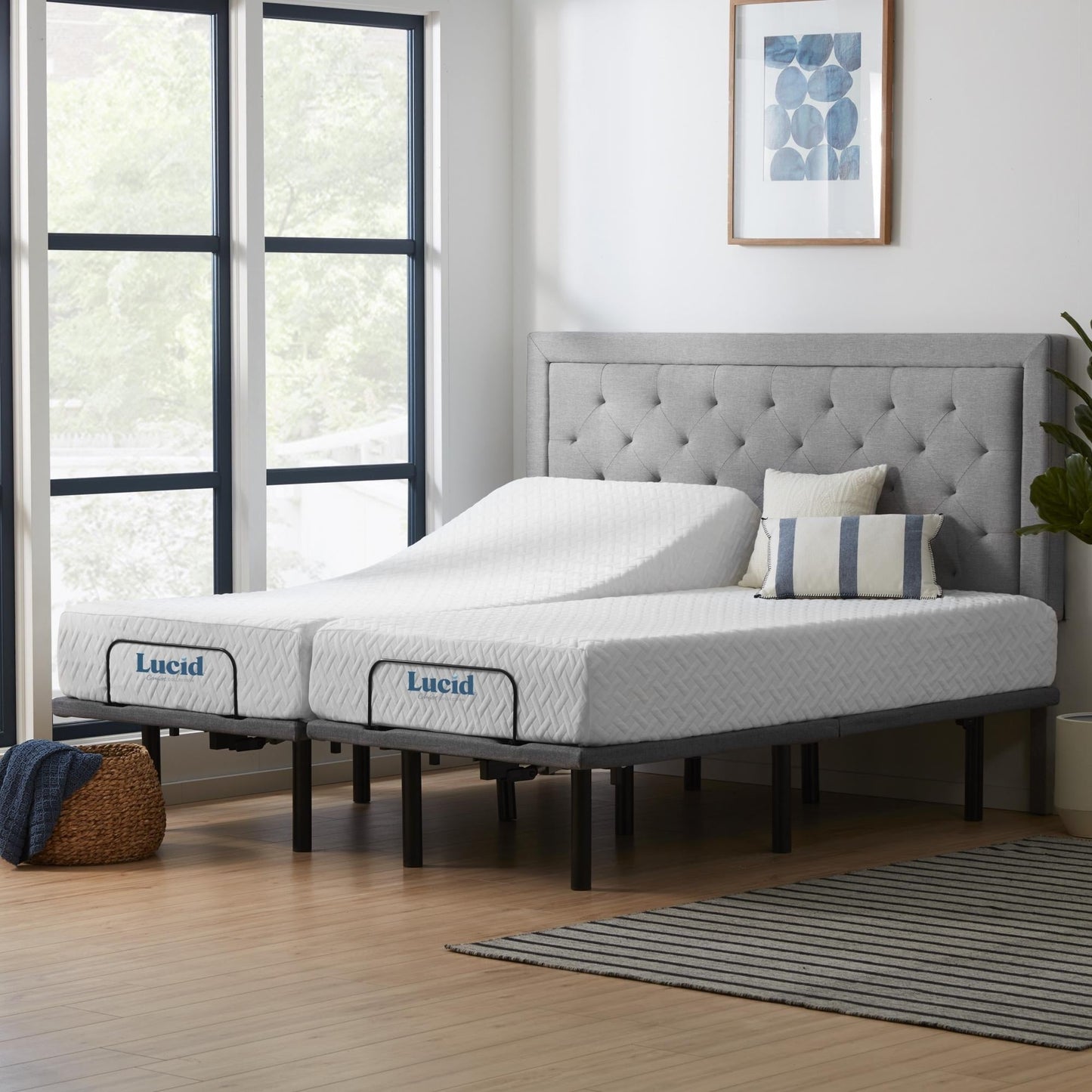 Materasso in memory foam gel da 10 pollici e set letto regolabile Deluxe della collezione Lucid Comfort