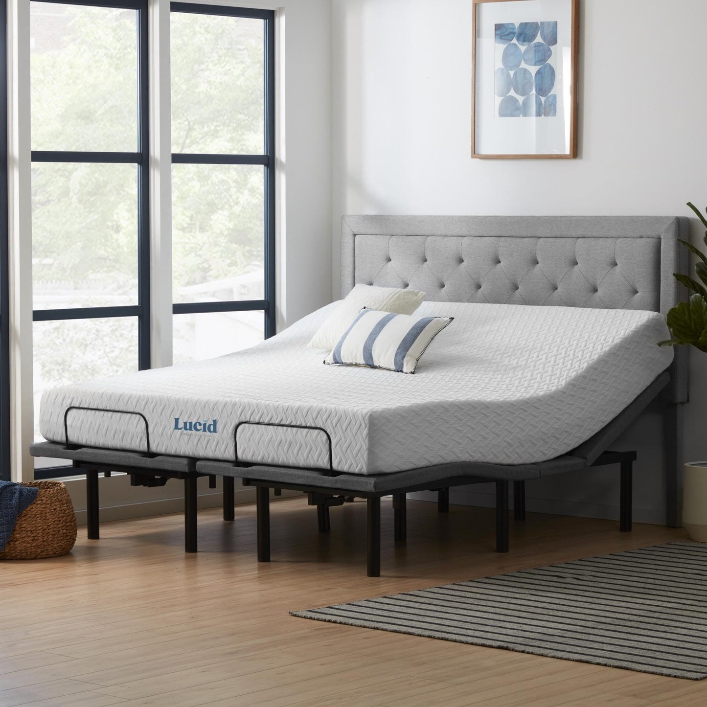 Materasso in memory foam gel da 10 pollici e set letto regolabile Deluxe della collezione Lucid Comfort