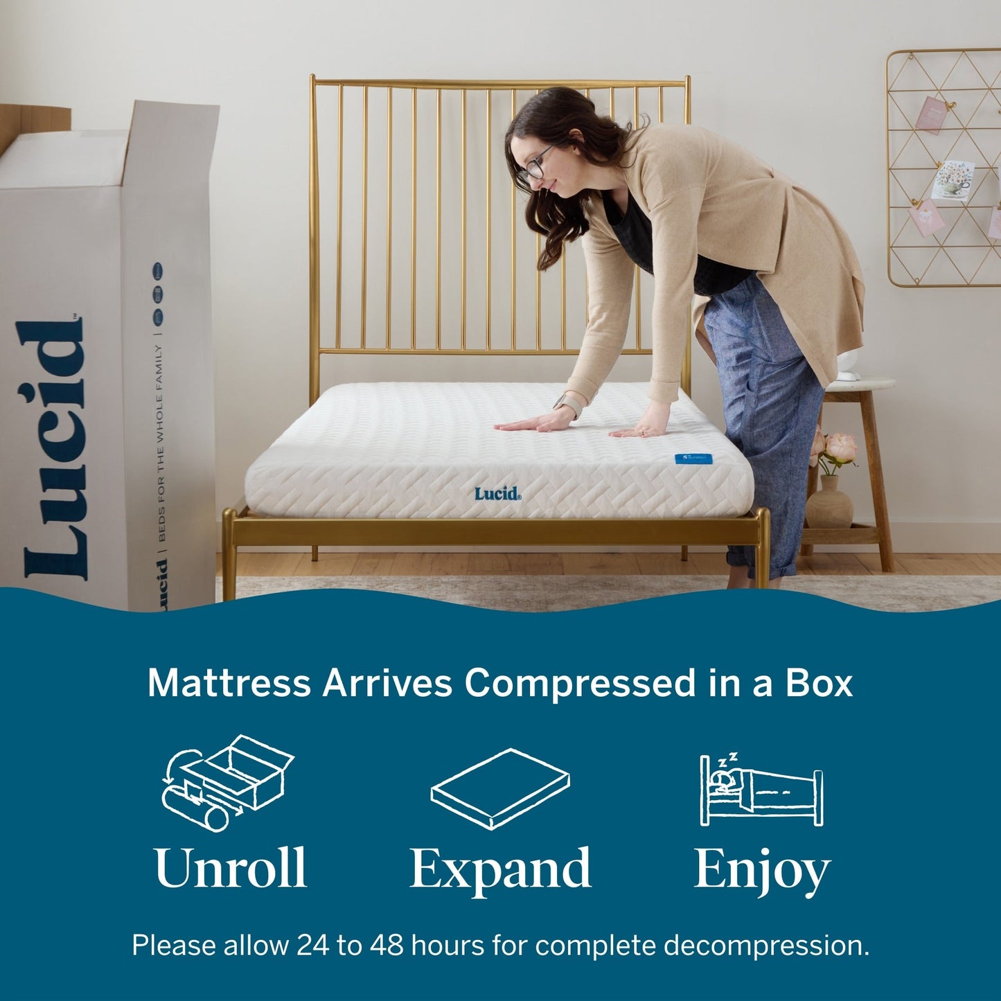 Materasso in memory foam Lucid da 5 pollici con sensazione di fermezza