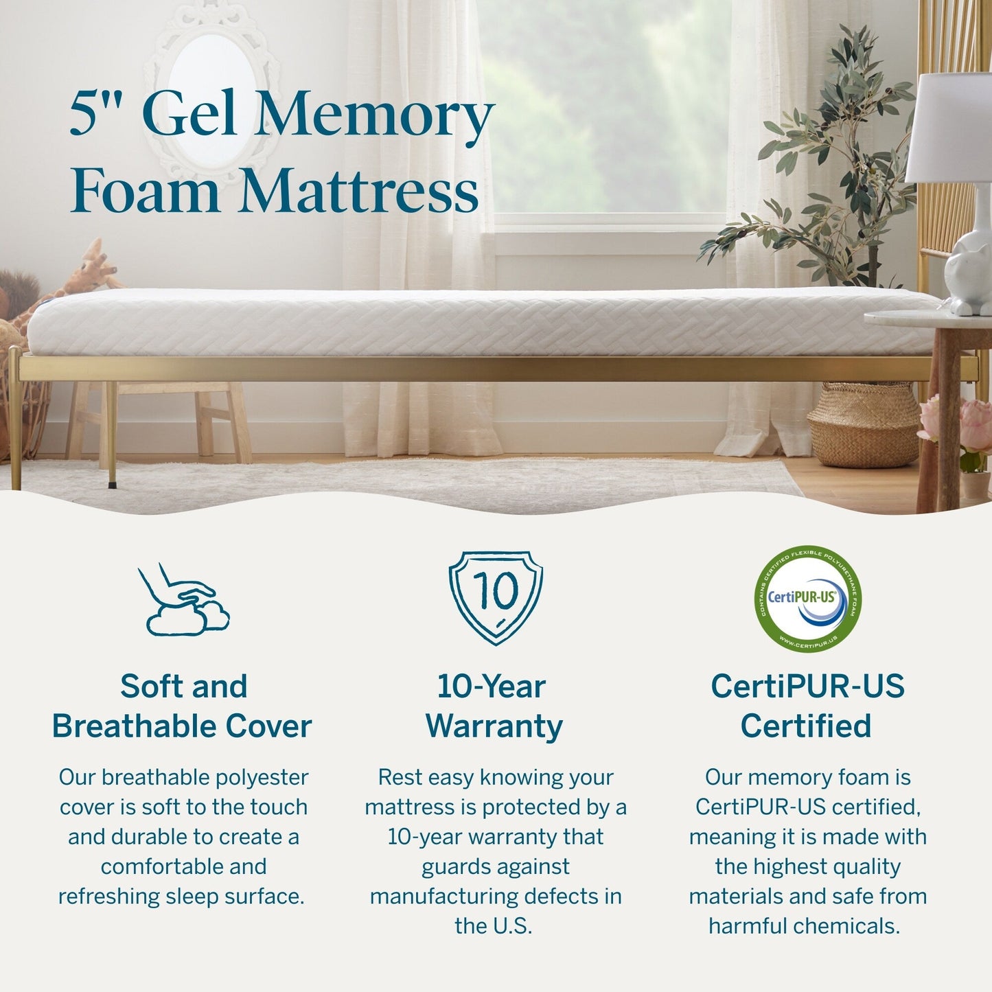 Materasso in memory foam Lucid da 5 pollici con sensazione di fermezza