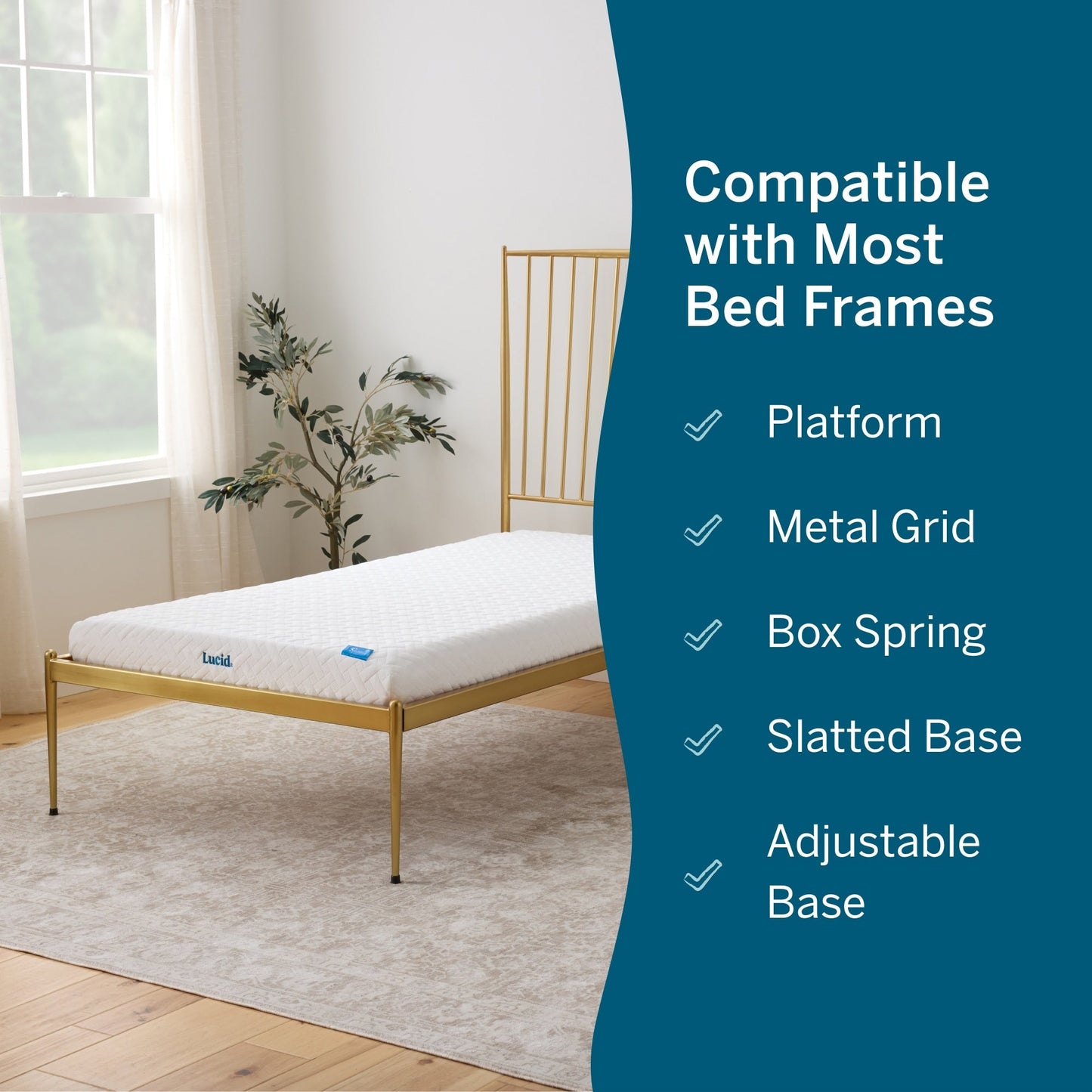 Materasso in memory foam Lucid da 5 pollici con sensazione di fermezza