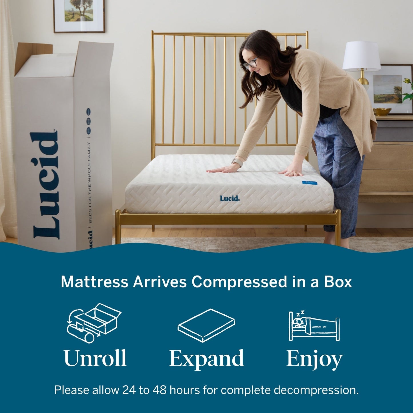 Materasso in memory foam Lucid da 6 pollici con sensazione di fermezza