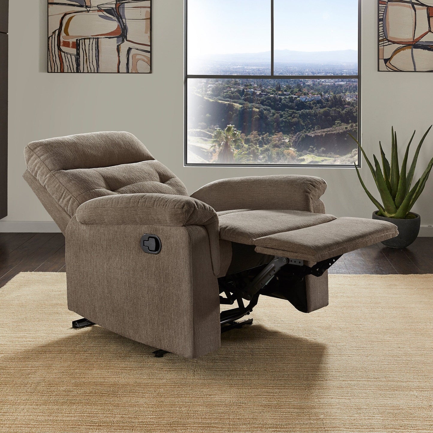 Poltrona reclinabile manuale in tessuto ciniglia Lufkin di iNSPIRE Q Classic